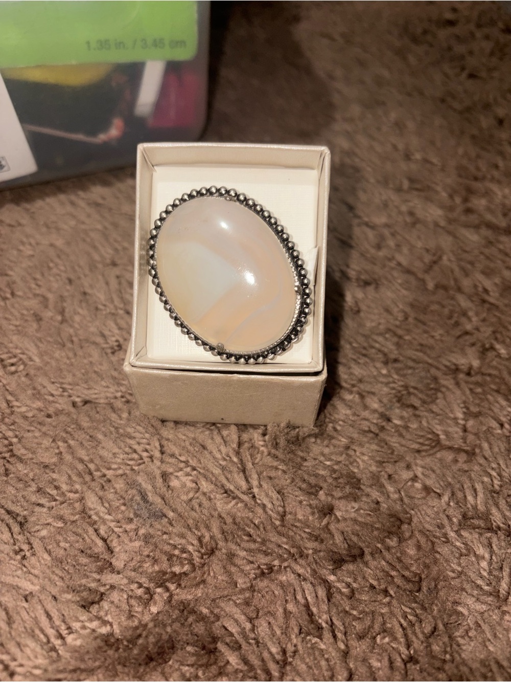 Silver Beaded Edge Oval mother of perl stone pin
